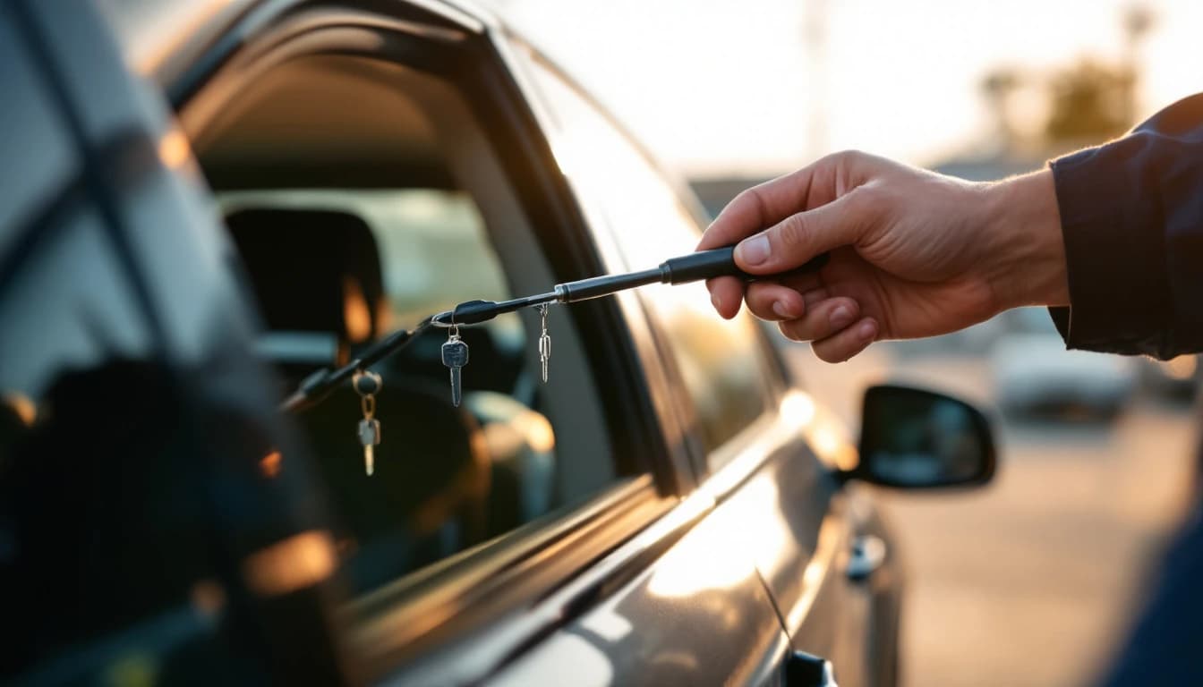 Cerrajero abriendo carro con llaves dentro en Fort Worth