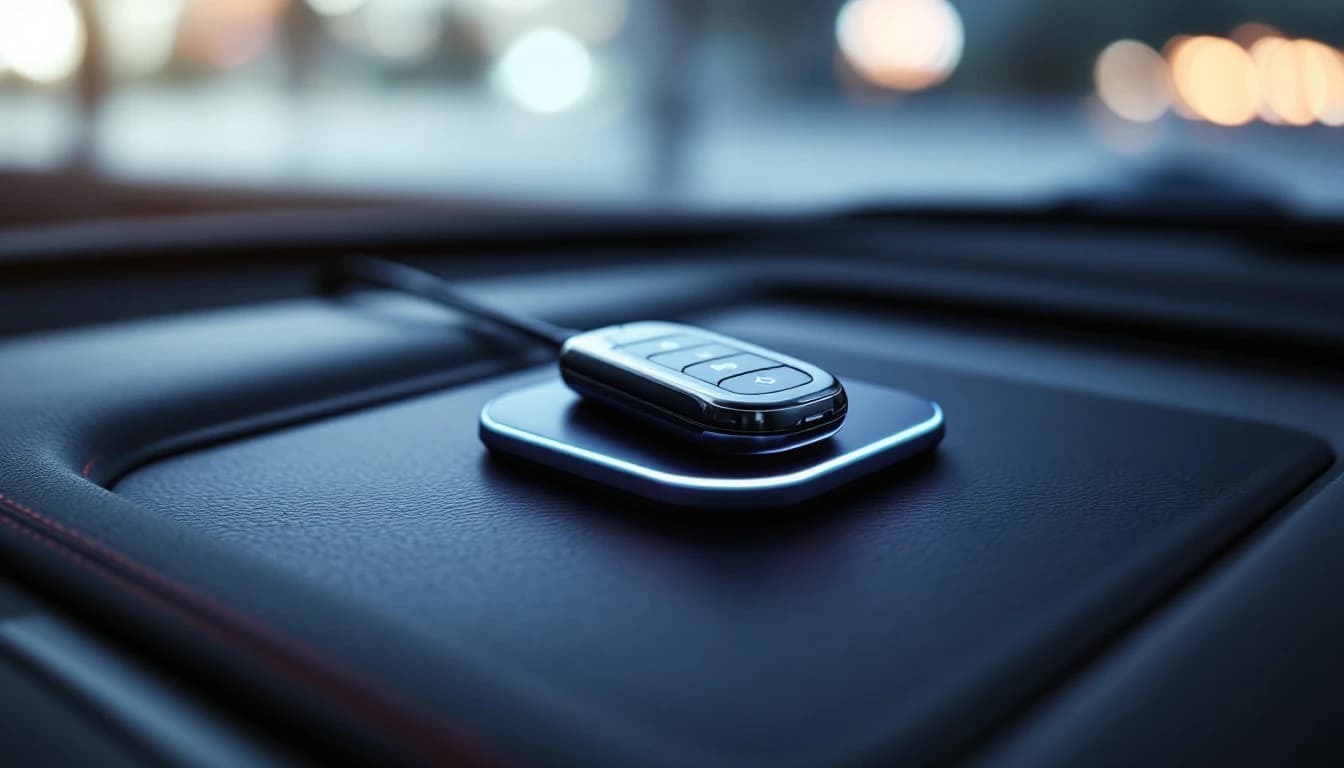 Smart key de Mazda CX-30 sobre el tablero mientras un técnico programa la llave en Fort Worth
