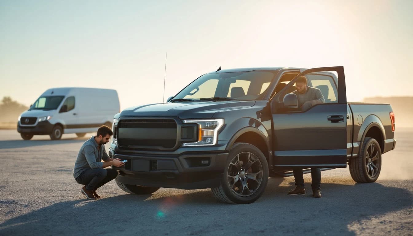 Toyota Tundra blanca estacionada mientras un técnico móvil programa una llave nueva tras perderse todas las llaves en Fort Worth