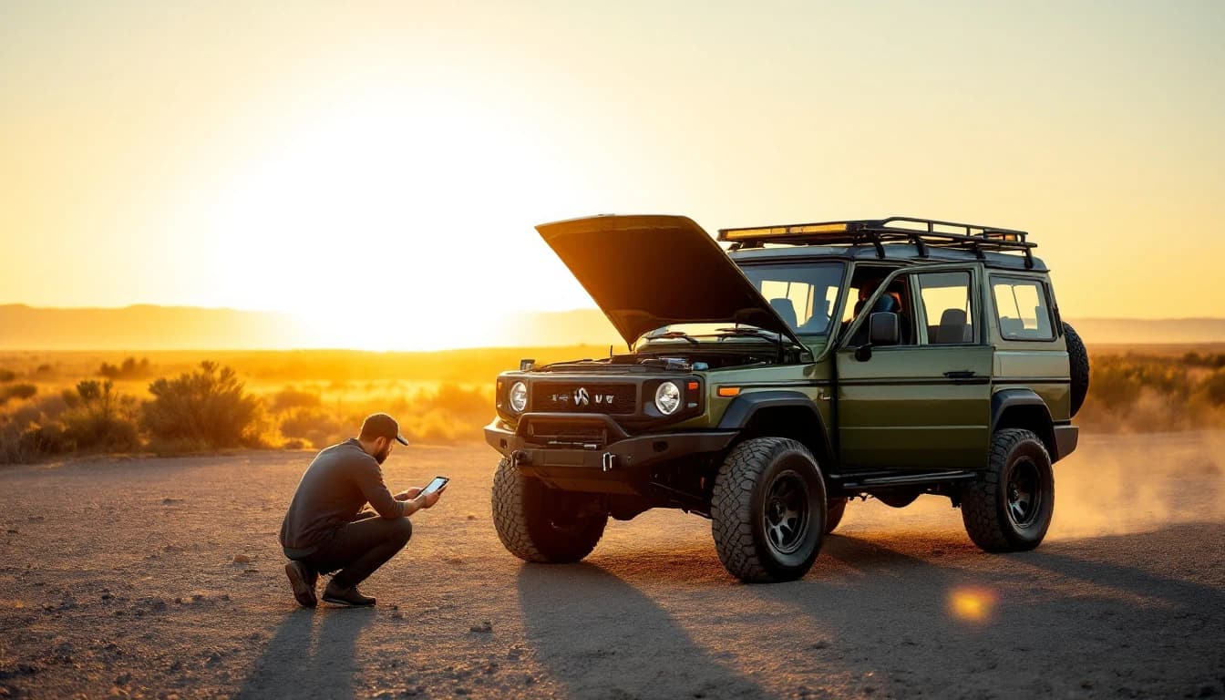 Jeep Wrangler negro con la puerta abierta mientras un técnico programa el módulo receptor de llaves en Fort Worth