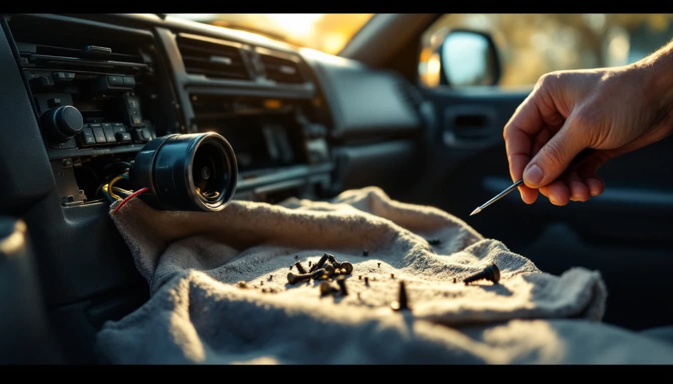 Cerrajero automotriz reparando el switch de encendido de un Jeep Grand Cherokee en Fort Worth
