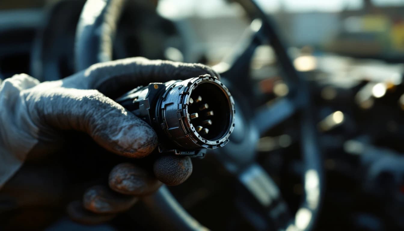 Cilindro de encendido de una Toyota Tacoma desmontado durante una reparación móvil en Fort Worth