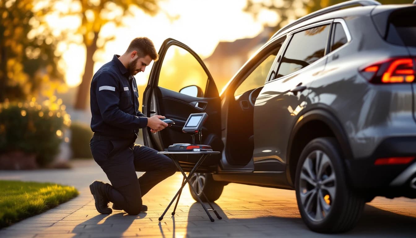 Smart key de proximidad de Honda recién programada sobre el asiento de un HR-V durante un servicio móvil de todas las llaves perdidas en Fort Worth