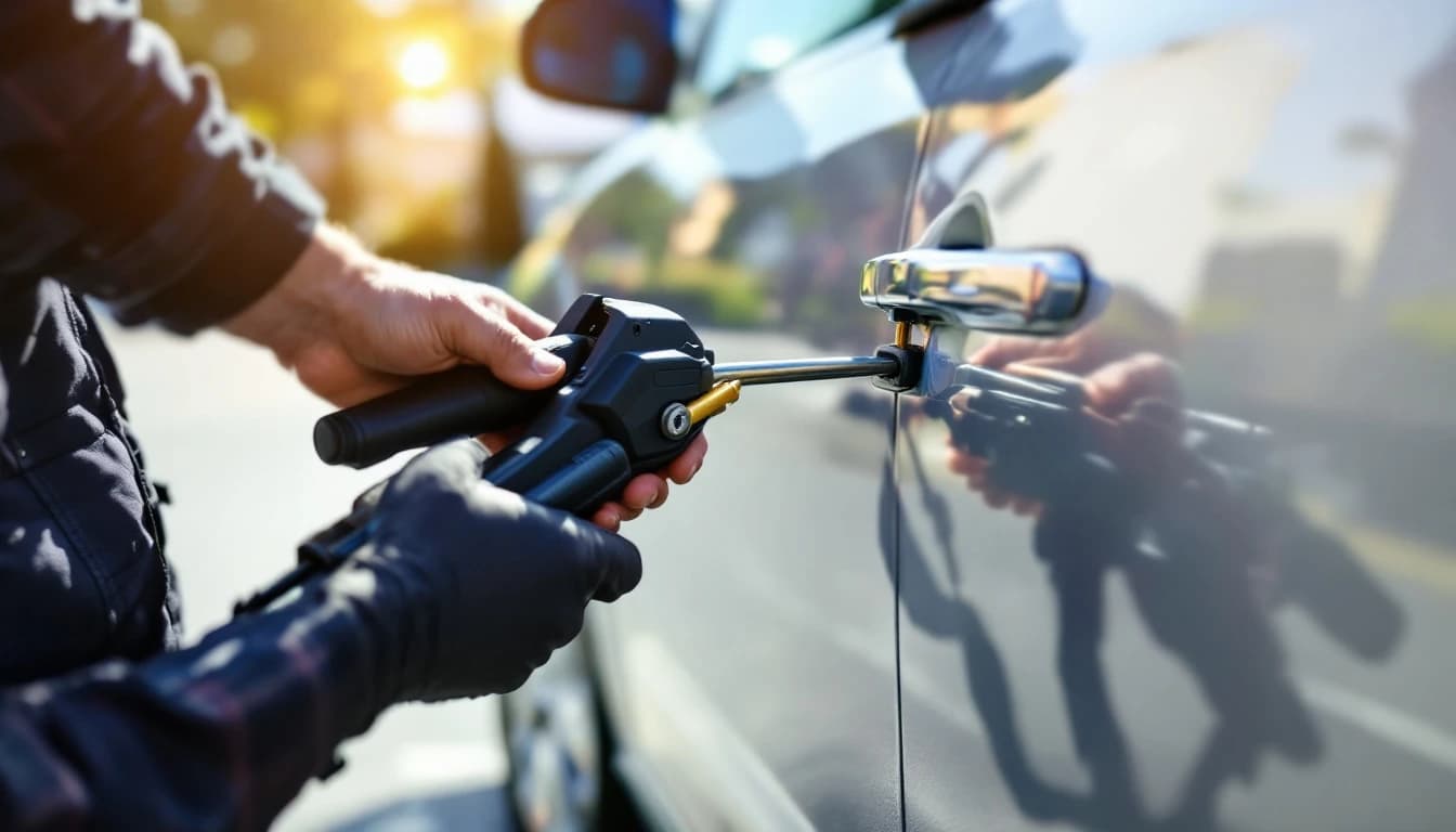 Cerrajero automotriz móvil abriendo un auto cerrado sin daños en Fort Worth