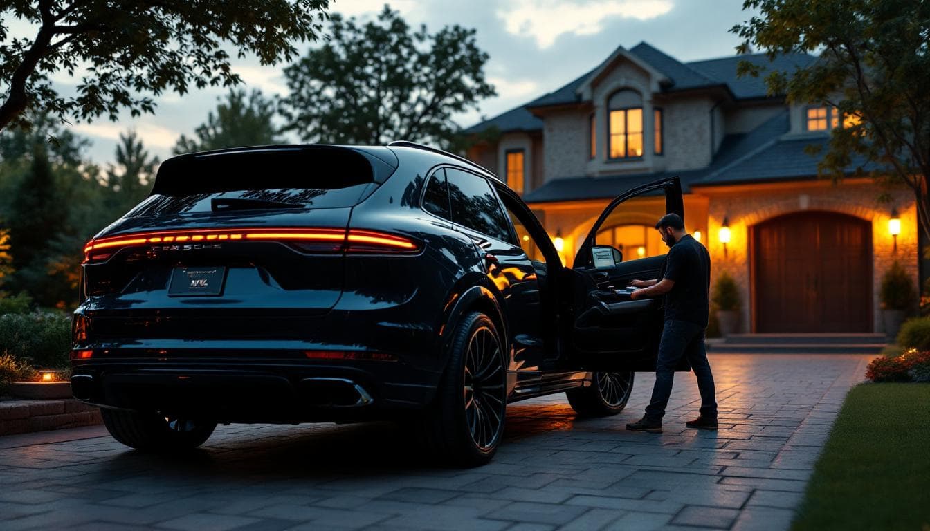 Llave Porsche siendo programada con equipo AVDI en Fort Worth