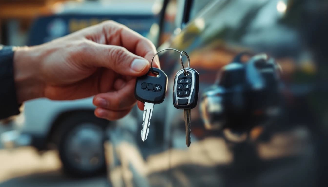 Llave de valet junto a la llave principal de un carro mostrando la diferencia de corte, Fort Worth